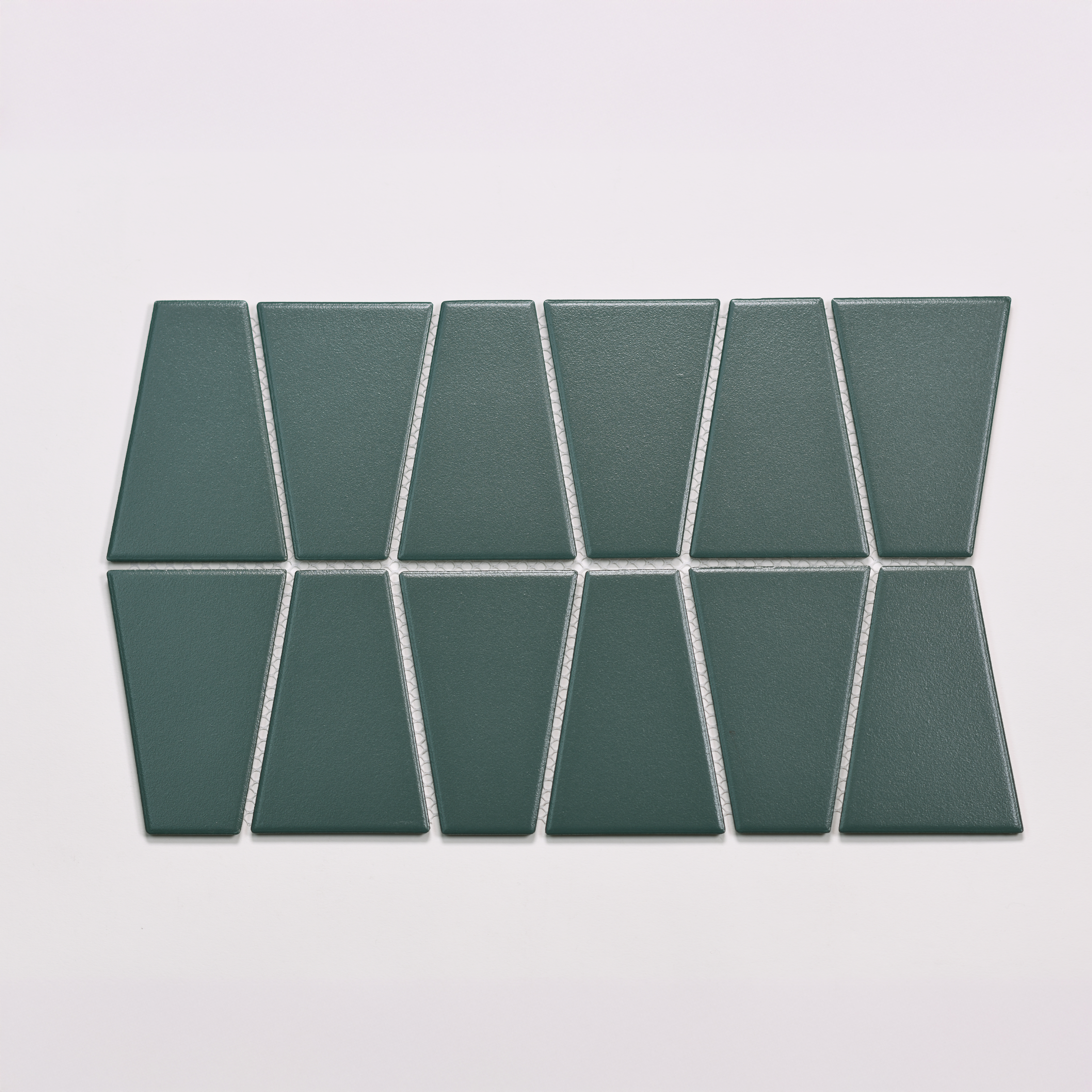 Marin Trapezoid Matte Porcelain Mosaic in Ocean Teal | Bedrosians